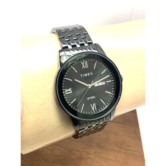 Timex Men's Watch TW2T50400 Quartz Black Dial Day Date Stainless Steel 41mm - Picture 11 of 14